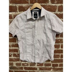 Prana Mens Small Slim Fit Button Down Shirt Short Sleeve White
